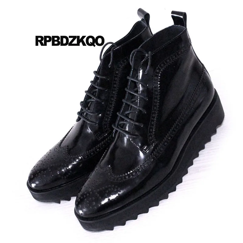 black patent brogues mens