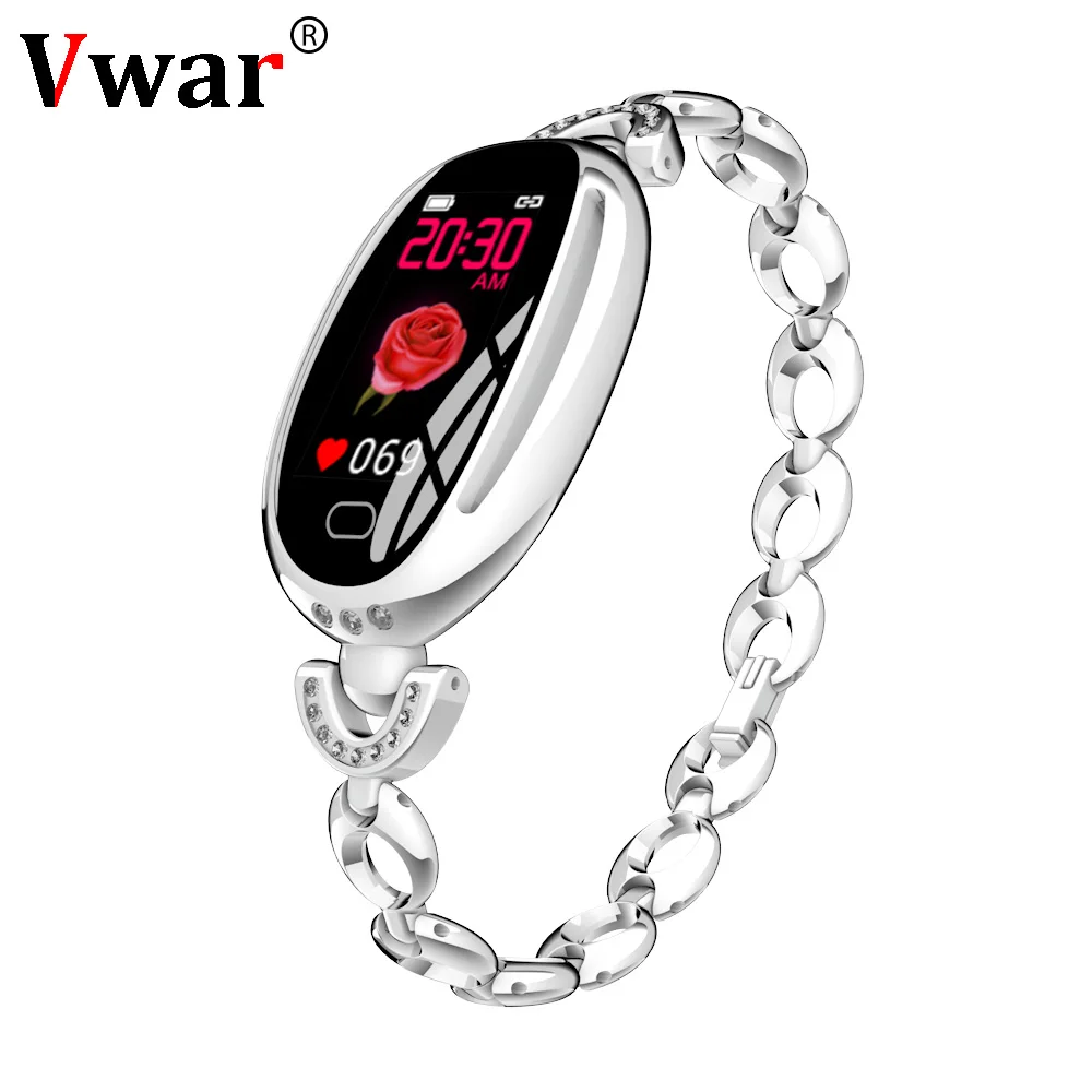 

Vwar E68 fashion smart watch ladies bracelet IP68 waterproof heart rate monitor fitness tracker Women smartwatch for iOS Android