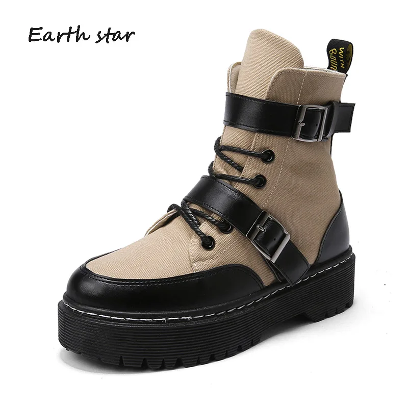 Botas mujer Парусиновая обувь Женские модные брендовые Ботинки Martin осенние ботильоны