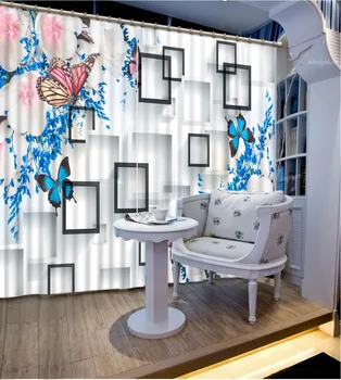 

3d curtains butterfly Blackout curtain 3D Window Curtain Foggy forest Luxury Blackout Living Room office Bedroom Customized size