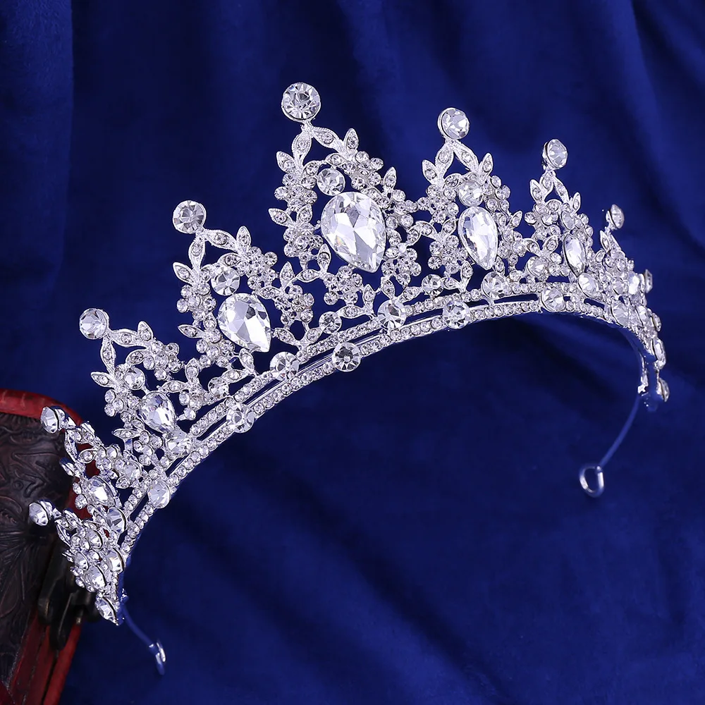Wedding Coronal Tiara Rhinestones Crystal Bridal Headband Pageant Silver Princess Crown (12)