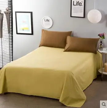 

Free Shipping 1pc Yellow Color Solid Bed Sheet Plain Dyed Sheets Flat Bed Cover