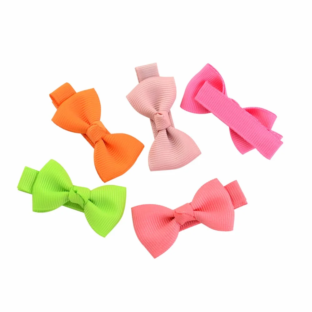 

20pcs/lot 5cm Small Bowknot With Safety Whole Wrapped Alligator clip Sweet Hairgrips Cute Kids Hairpins Hair Accessory