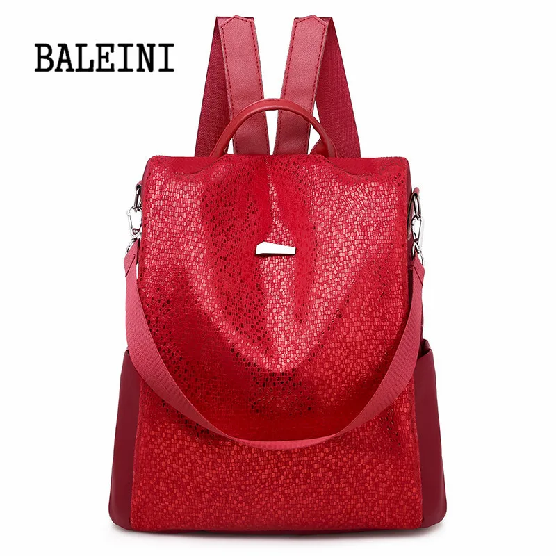 

2019 Casual Oxford Backpack Women Red Waterproof Nylon School Bags for Teenage Girls High Quality Fashion Travel Tote Backpack