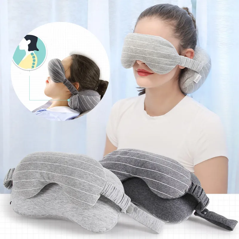 

2 in 1 Travel Neck Pillow Eye Mask Portable Soft Pillow Eye Mask with Storage Bag With Handle Comfortable Elegant Washable