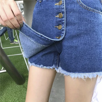 

High Quality Denim Shorts Women Summer High Waist Skorts Skirts Slim Blue Short Jeans Vintage Short Feminino