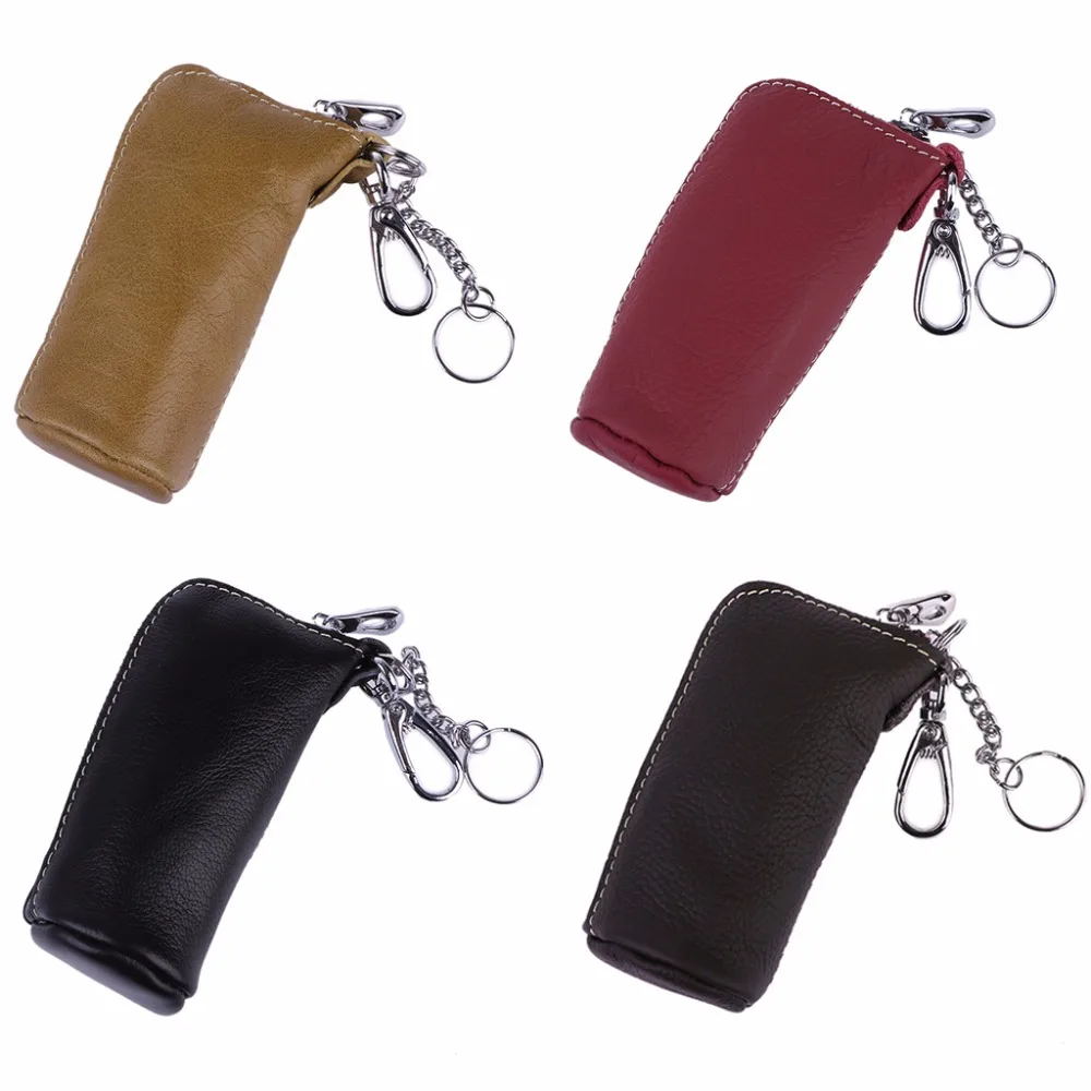 THINKTHENDO Men Genuine Leather Key Bag Key Holders Keychain Casual Vintage Coin Purse Small Bag ...