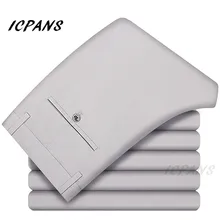 ICPANS летний деловой костюм брюки мужской деловой костюм брюки сплошной цвет стрейч платье брюки Мужской размера плюс 38 40