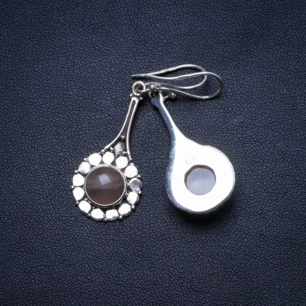 

Natural Rose Quartz Handmade Unique 925 Sterling Silver Earrings 1.75" X3904