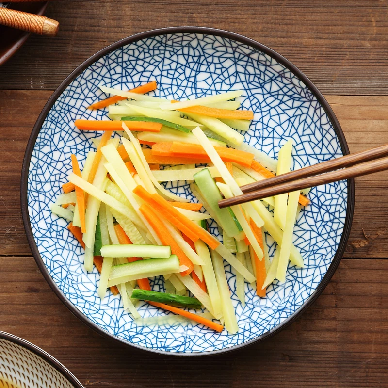 8 inch Japanese Ceramic Dinner Plate Porcelain Dishes Sushi Plate Rice Noodle Kitchen Dinnerware Tableware Microwave Safe