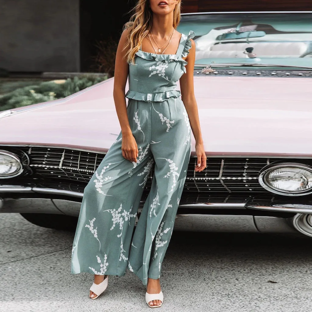 Womail bodysuit Women Summer Casual Loose Print Ruffled Ladies Sleeveless Playsuit Long Jumpsuit fashion 2020 M12 Womail bodysuit Women Summer Casual Loose Print Ruffled Ladies Sleeveless Playsuit Long Jumpsuit fashion 2020 M12