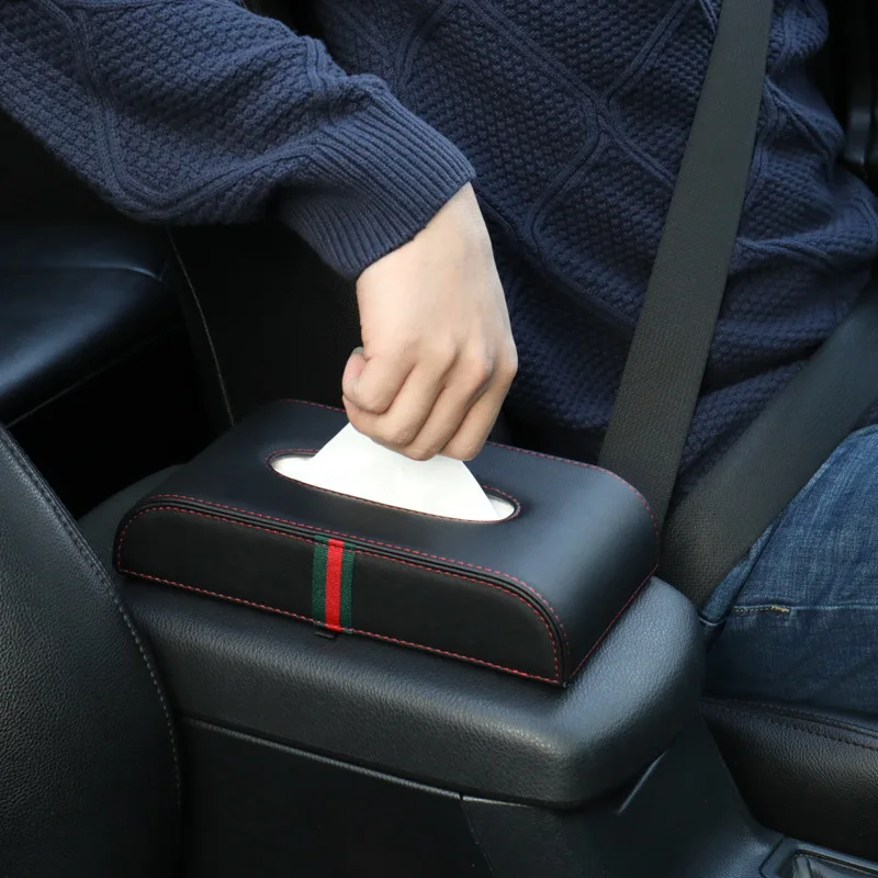 

5 Cm Thick Tissue Box for Armrest Type Easy Use Fiber Leather Napkin Holder In The Car Business Style Auto Accessories