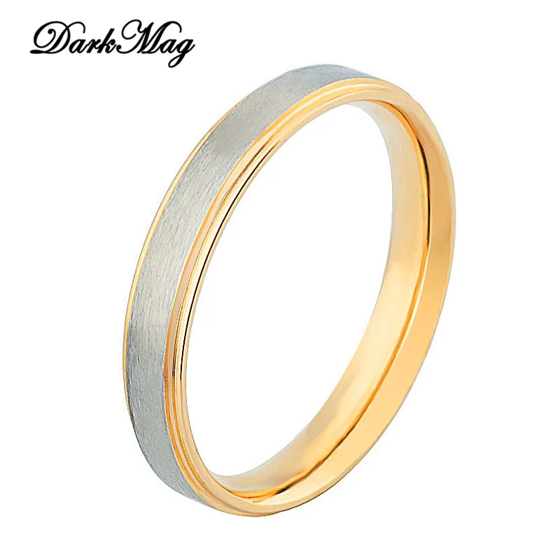 DarkMag Gold And Silver Wedding Rings for Women Men Couple Promise Band Stainless Steel Anniversary Engagement Jewelry