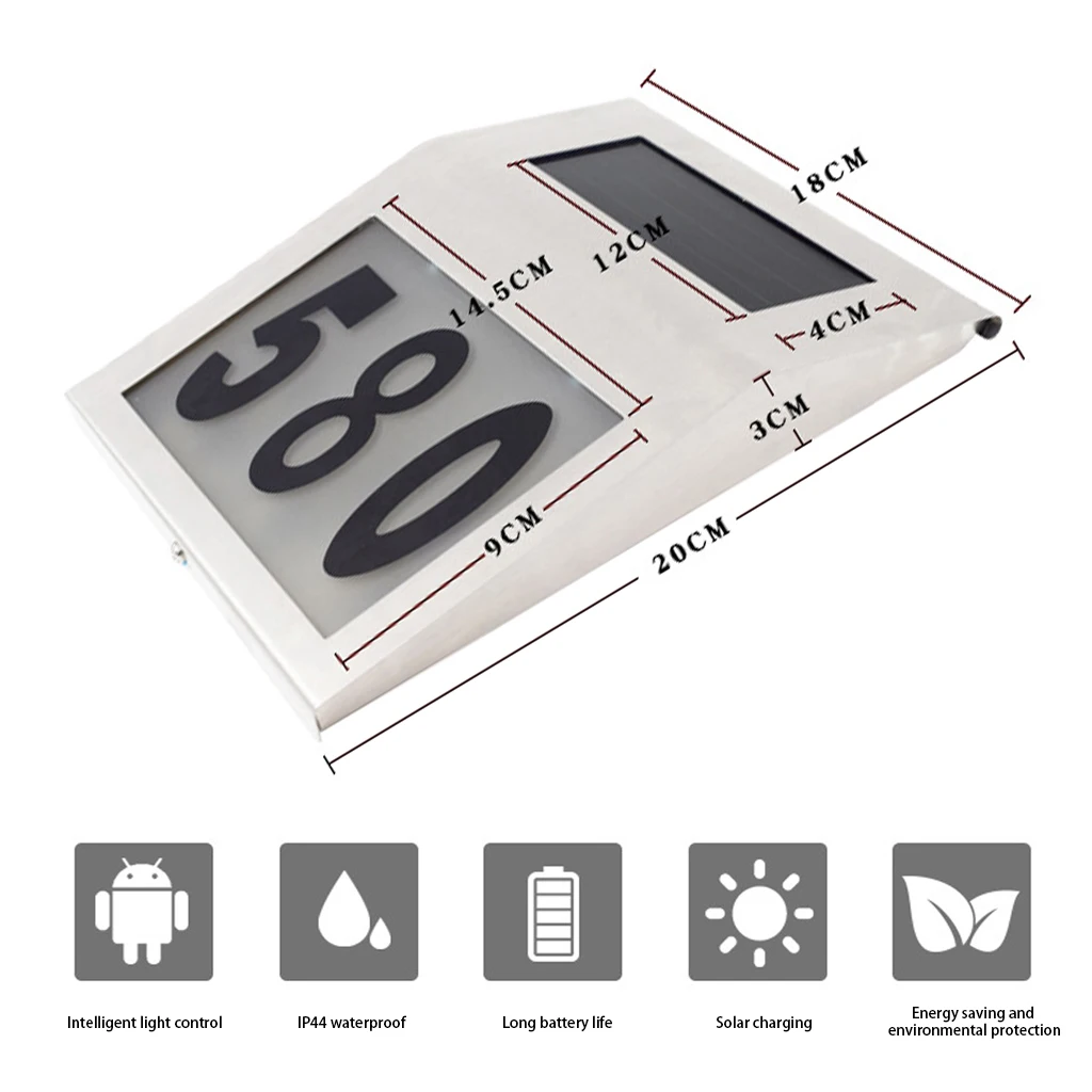 2 светодиодный Солнечный Знак адреса из нержавеющей стали Дом номер света буквенно-цифровое освещение уличное украшение на солнечных батареях настенный светильник