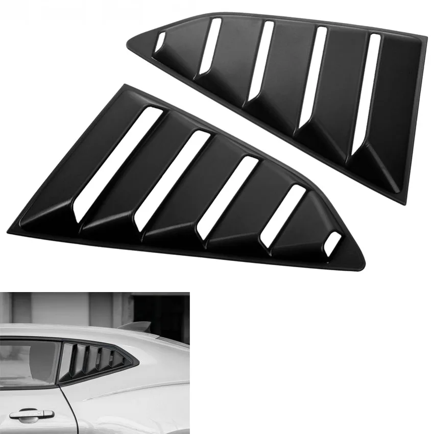 2pcs/set Car Rear Window Side Vent Louvers Scoop Cover Trim Sticker For Chevrolet Camaro+ Car-styling ABS Black