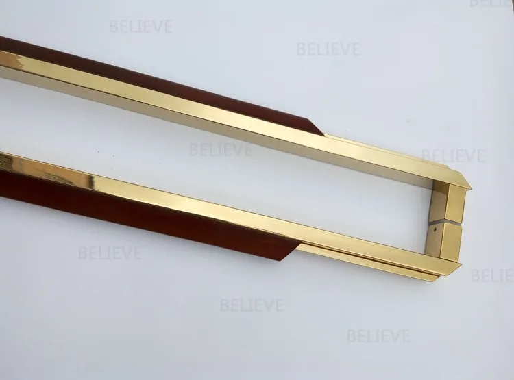 Entrance Door Handle PA-229-Gold-plated+Rose-wood 1