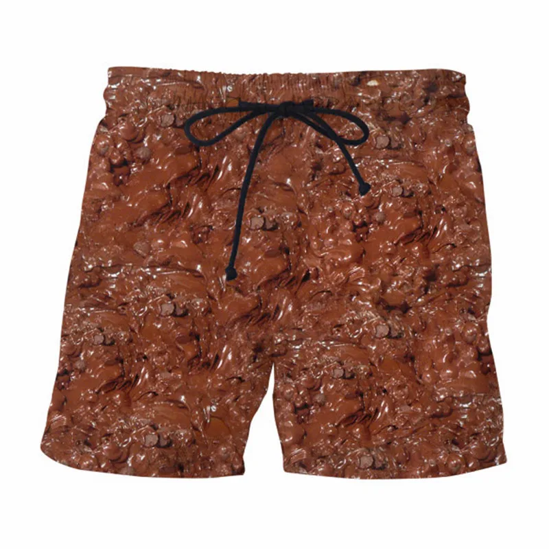 Расплавленный молочный шоколадный торт повседневные шорты Harajuku летние обшитые мужские шорты забавные уличные сетчатые дышащии эластичные для талии шорты