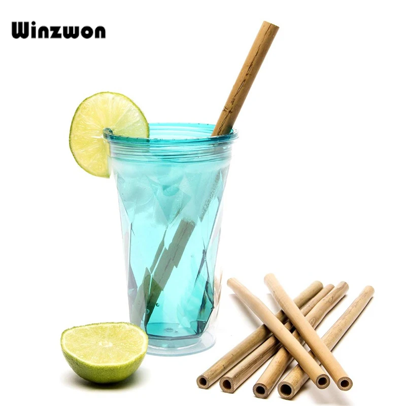 

23cm Long Bamboo Drinking Straws Cocktails Straw With Cleaning Brush Bar Accessories For Home Party Birthday Wedding