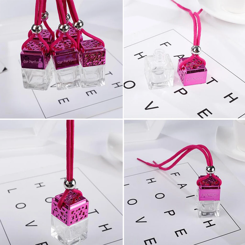 10x Car Perfume Bottle Car-styling Air Freshener for Essential Oils Perfume Pendant Hanging Glass Bottle Auto Ornament