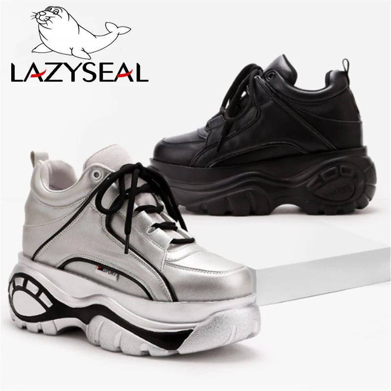 Najtaniej LazySeal buty na platformie buty damskie sporty wiosenne ultra lekka wysokość zwiększenie buta kobieta grube podeszwie sznurowane buty na wysokim obcasie