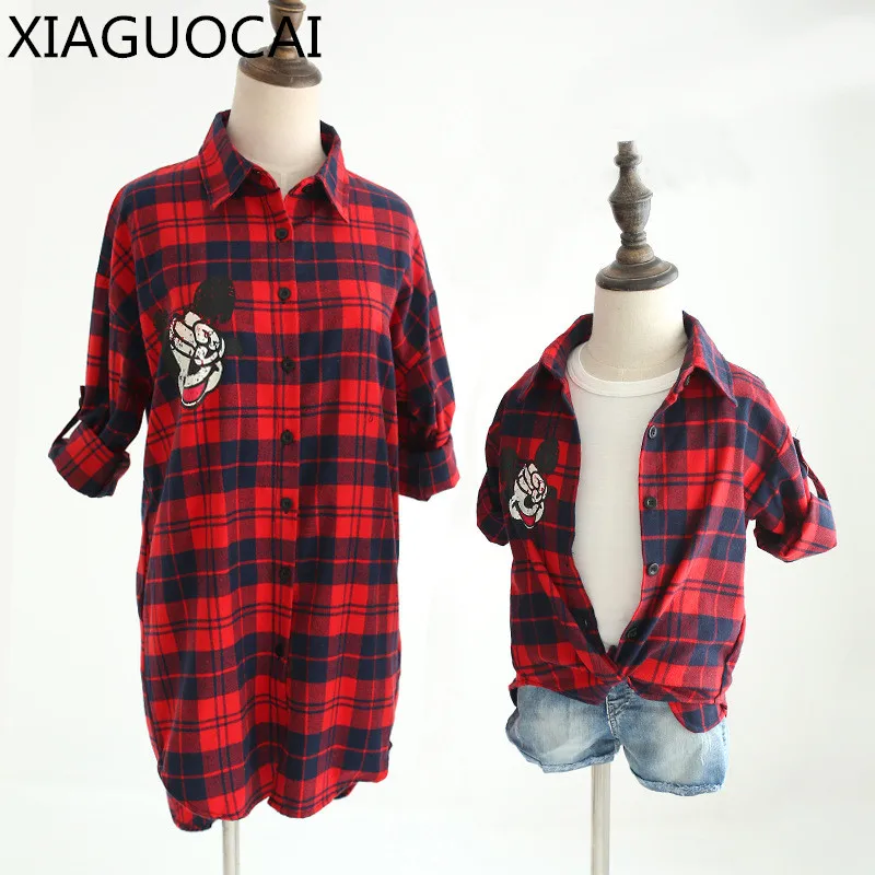 matching plaid shirts for mom and son