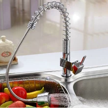 Лучшее качество оптом и в розницу хромированная, твердая, латунная вода Мощность кухонный кран поворотный носик выдвижной сосуд Раковина Смеситель