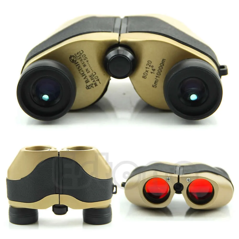 1Pc Outdoor Accessories 80x120 LED Gold Spotting Scope Binoculars Telescope Optical Zoom 5m-A10000 NEW