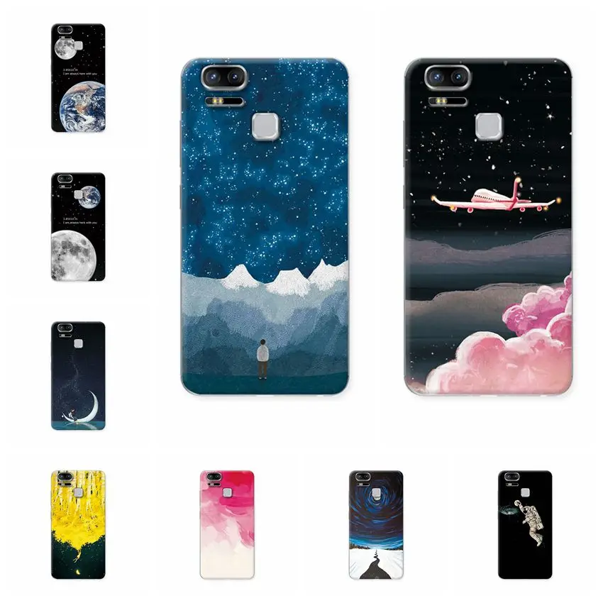 YOUVEI Couple Phone Case For ASUS Zenfone 3 Zoom ZE553KL Earth Moon Painted TPU Silicon Cover 5.5'' |