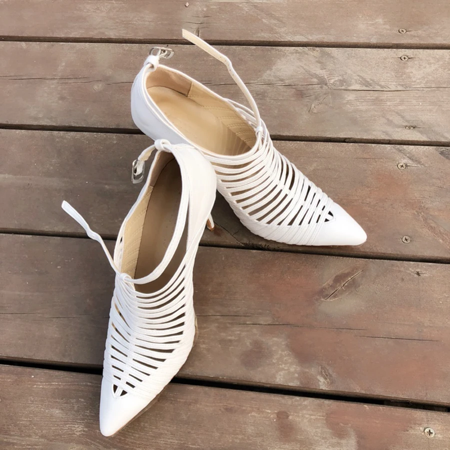 Prova Perfetto/пикантные женские туфли-лодочки с острым носком на тонком каблуке; обувь для вечеринок с узким ремешком на щиколотке и пряжкой; женские сандалии-гладиаторы