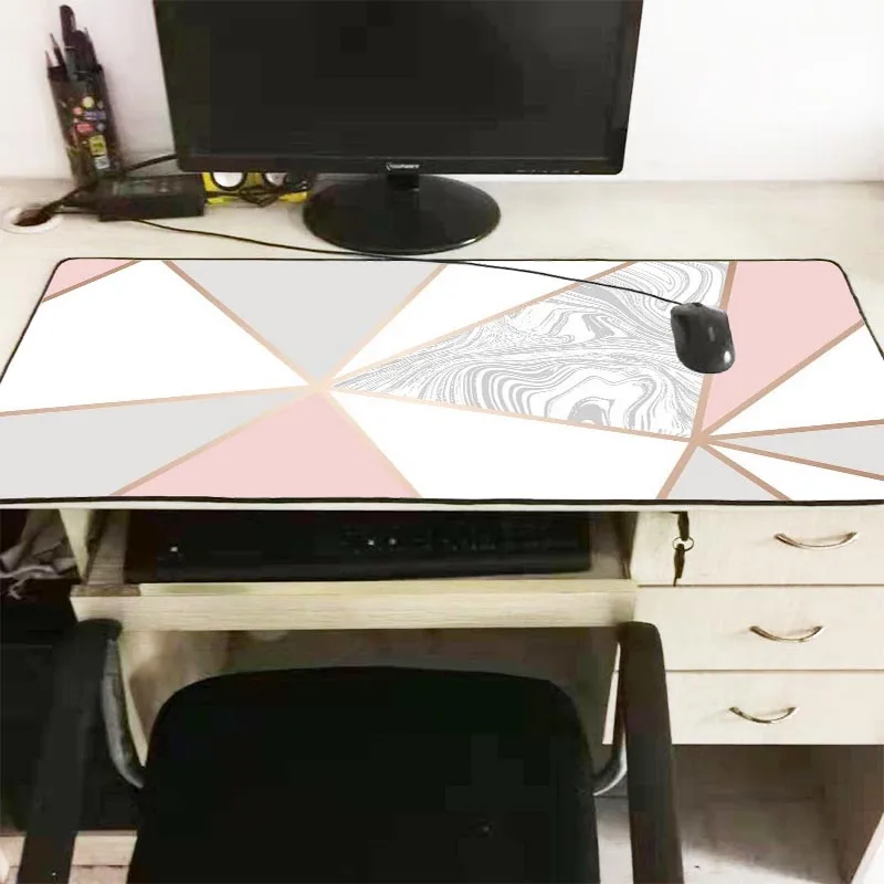  Mairuige 900x400mm Rose Gold Marble Keyboards Mat Rubber Gaming Large mousepad Desk Mat Decorative 
