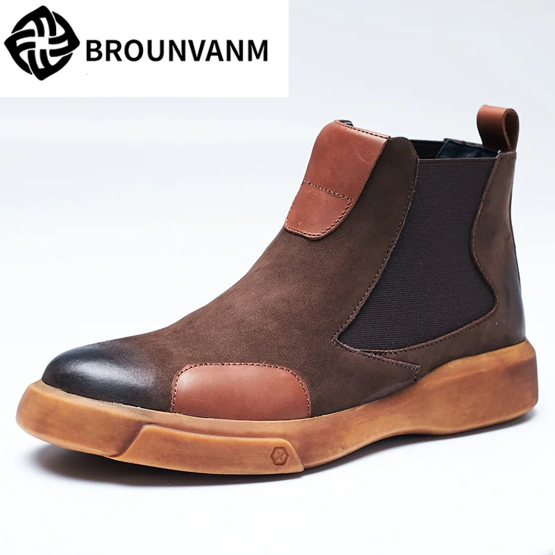 men's Martin boots Genuine leather mens winter boots cowhide mens chelsea boots men's boots