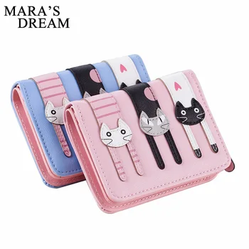 

Mara's Dream 2018 New Women Wallet Cute Cat Candy Color Zipper Change Purse Short Cartoon Female Card Holder Clutch Coin Purse