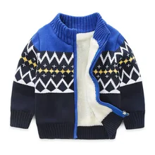 Детский свитер и толстый зимний свитер для мальчиков и девочек, куртка кардиган с горловиной