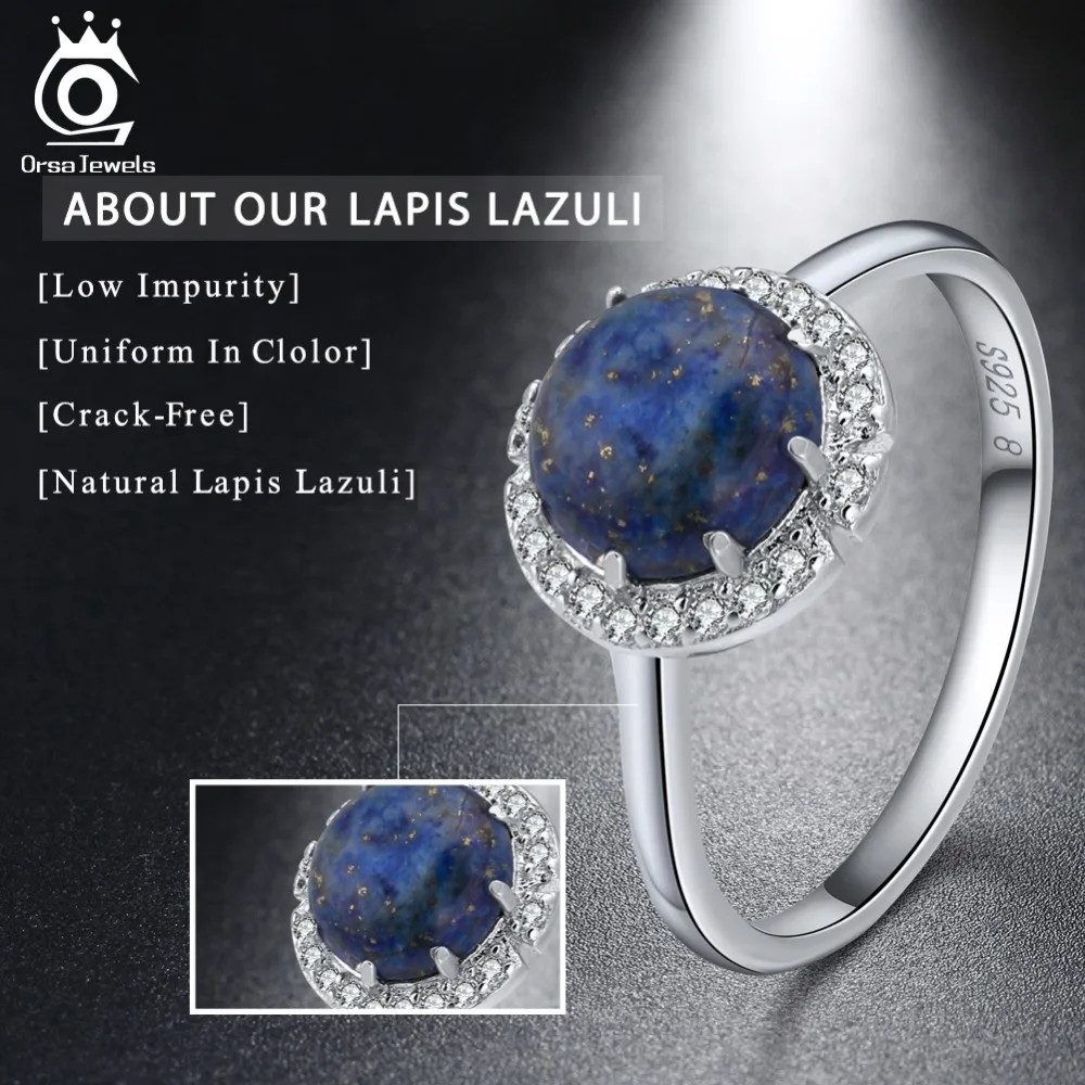ORSA JEWELS 100% Sterling Silver Women Ring Natural Stone With AAA Zircon Jewelry Brand Wedding Engagement Silver Rings ASR55