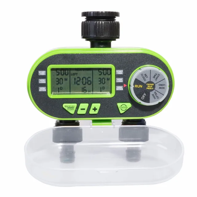 Two Outlet Garden Digital Automatic  Water Timer Solenoid Valve Garden Watering Timer 21060 and Rain Sensor 21103#21060R