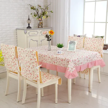 

Pastoral Flower Chair Covers Cushion Tea Table Cloth For Kitchen Home Decor 13 Pieces/set Quality Tablecloth Dining Tablecloths