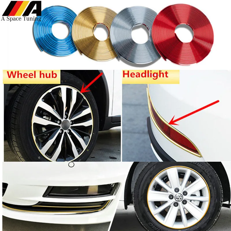 

2M Chrome Car Styling Exterior Decoration Moulding Trim Strip Wheel Rim Tire Protective Sticker Accessories For Kia Nissan Ford