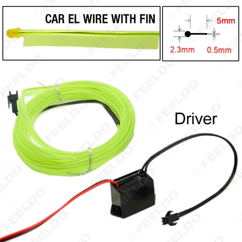 FEELDO 5 шт. 5 м Гибкая EL, неон свечение осветительная Веревка полосы с ребром для украшения автомобиля 9-цвет# FD-4635