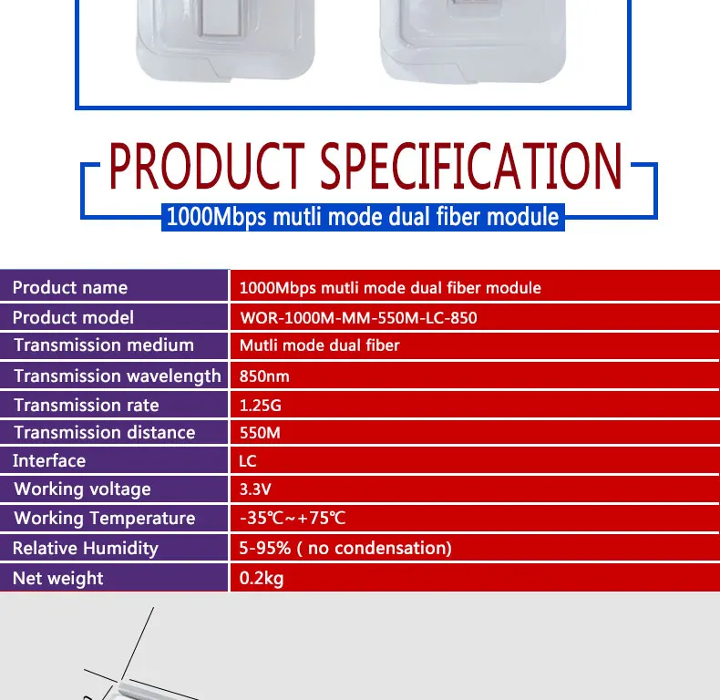 Wanglink 1,25 г SFP модуль мм 850nm 550 м Совместимость с ethernet коммутатор gigabit SFP модуль