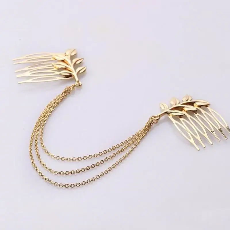 

Trade New Leaf Tassel Fashion Metal Tassel Chain Headband Women Hair Accessories Clip Hair Comb Bridal Leaf Headwear
