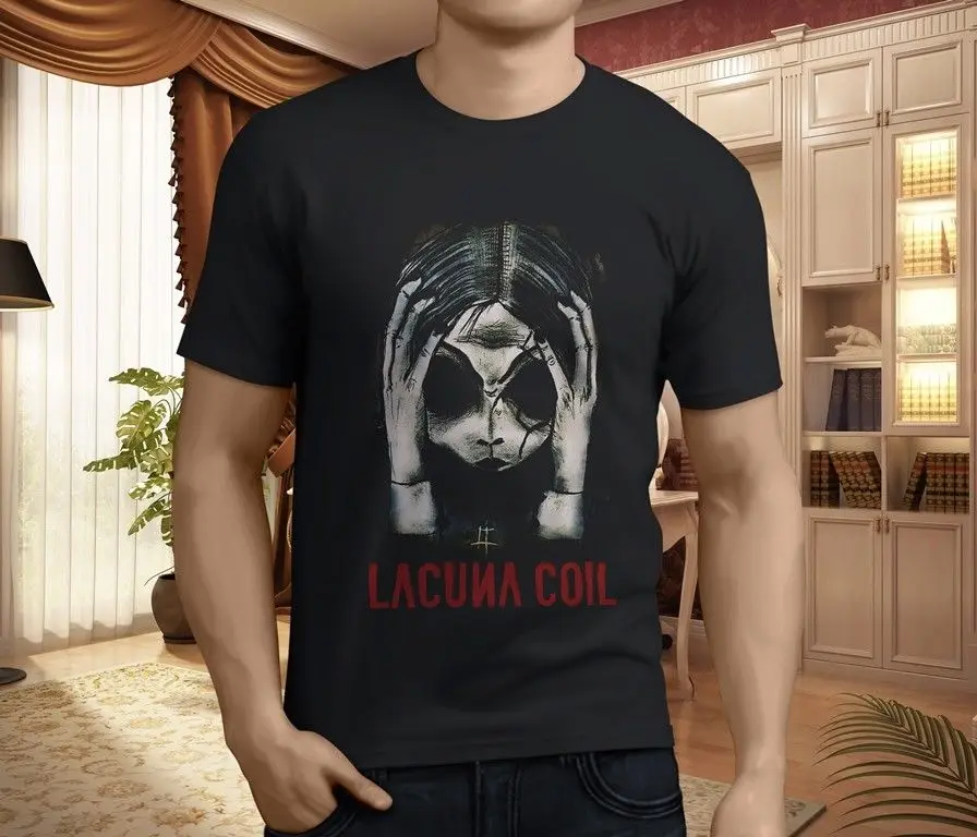 

New Cool New Lacuna Coil Metal Band Men's Black T-Shirt Size S-3XL