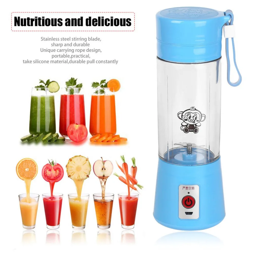 

380ml USB Electric Fruit Juicer Handheld Smoothie Maker Blender Rechargeable Mini Portable Juice Water Bottle Cup Squeezers