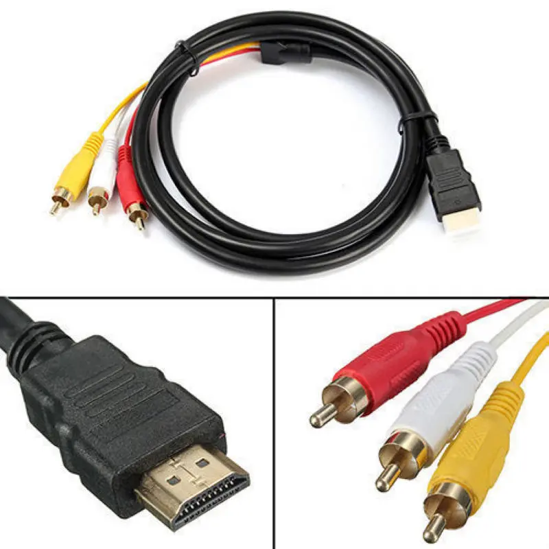 Новинка 5 футов 1 м 1080P HDTV HDMI тройной штекер на 3 RCA компонента Аудио Видео AV кабель