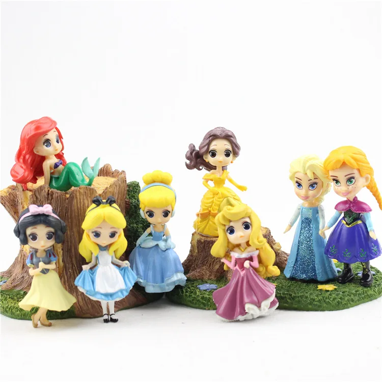 Princess Toys 8Pcs/Set 5-9cm Snow White Frozen Elsa Anna Action Figure Toys PVC Dolls Collection Toys For Girl Gifts