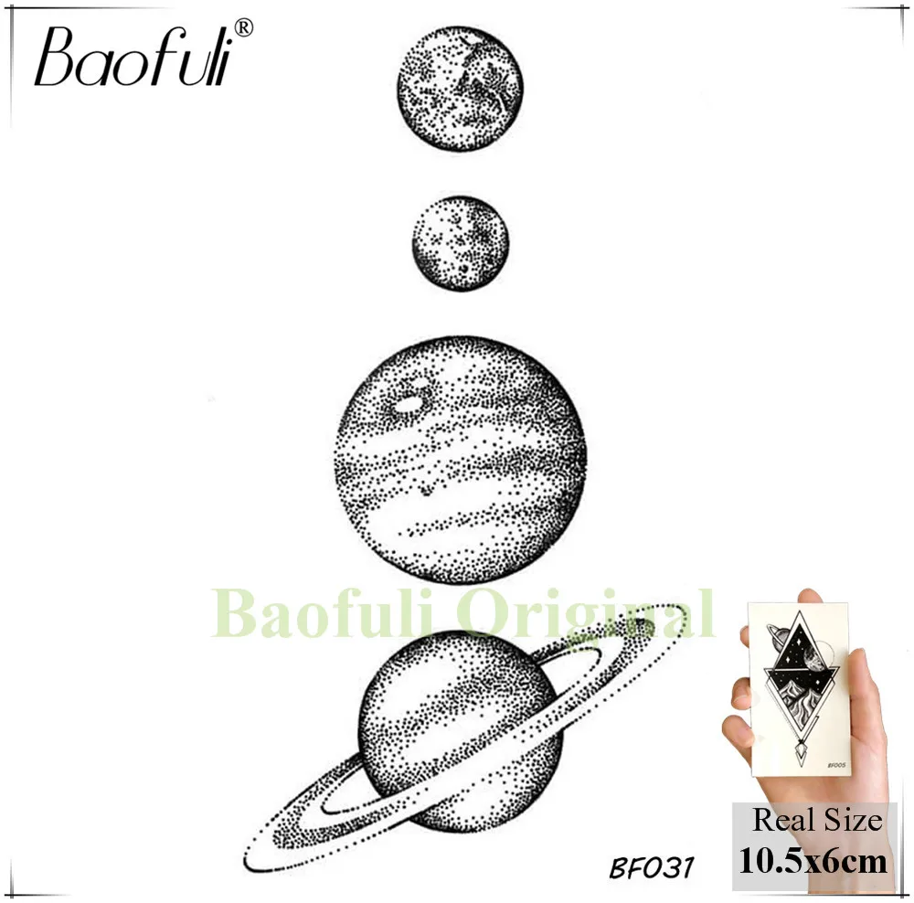 Baofuli, водостойкая Временная наклейка, Геометрическая планета, медуза, татуировка, черный треугольник, татуировки для тела, рука, мужские фальшивые татуировки, цепи - Цвет: BBF031