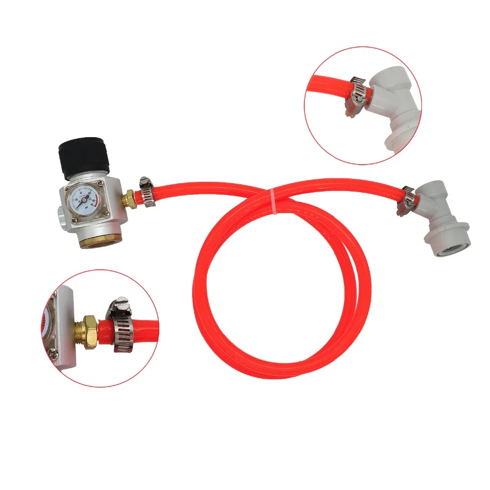 

Homebrew CO2 Gas Regulator T21*4 for Sodastream bottle with 5/16" Gas Line Assembly Draft Beer Dispenser