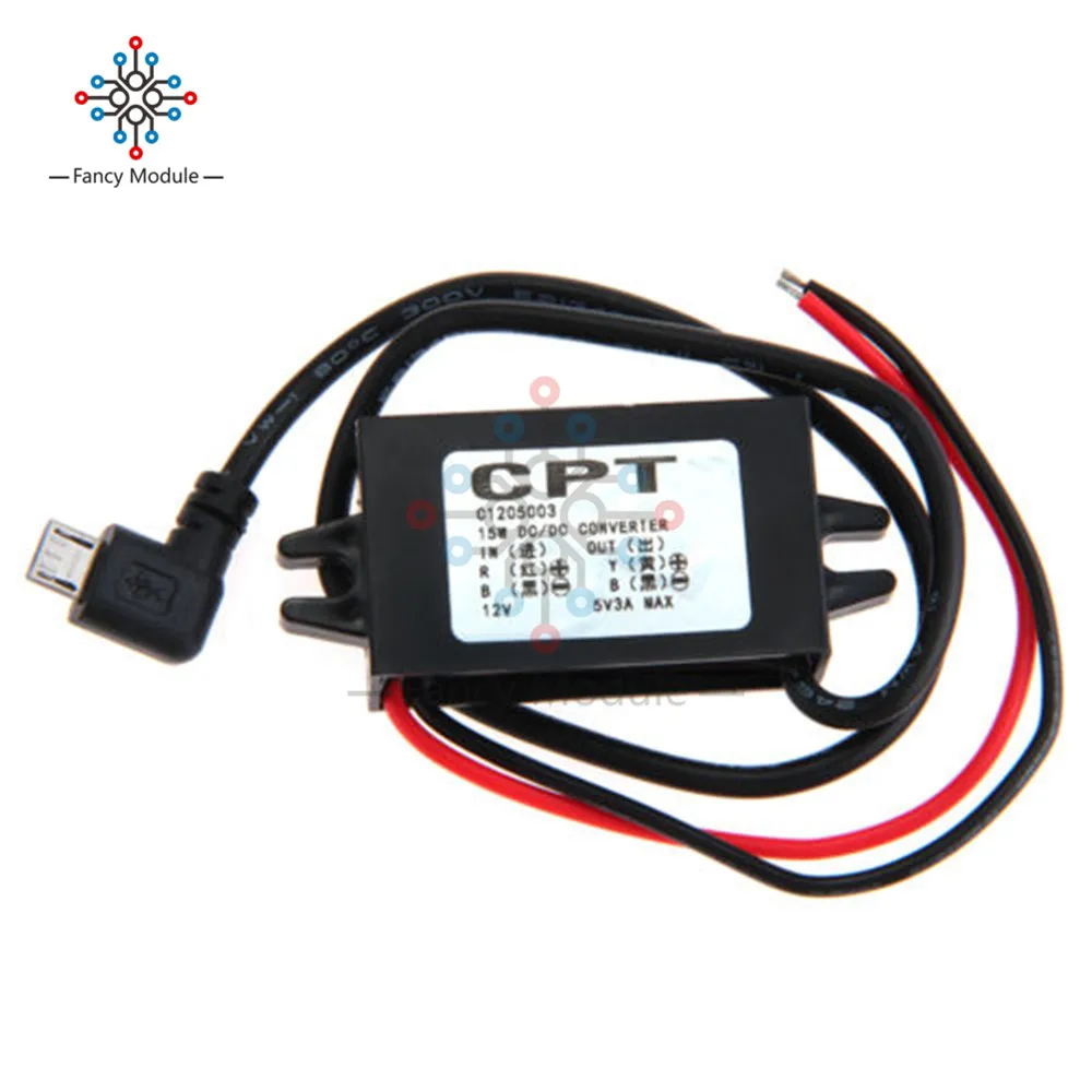 DC-DC Converter 12V to 5V 3A Step Down Power Supply Module Micro USB Waterproof