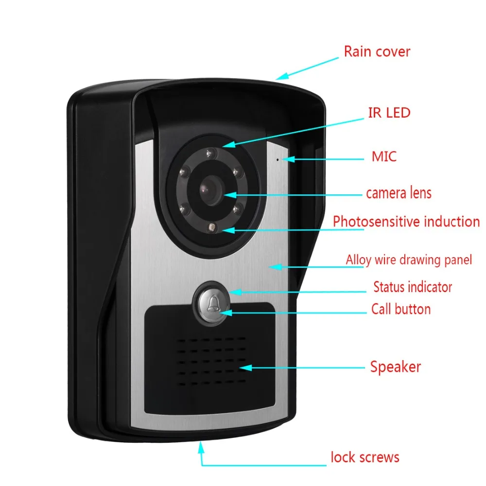 SmartYIBA Видео дверной домофон 7 дюймов проводной видео дверной звонок Домофон Системы Ночное видение 1-камера 2-монитор