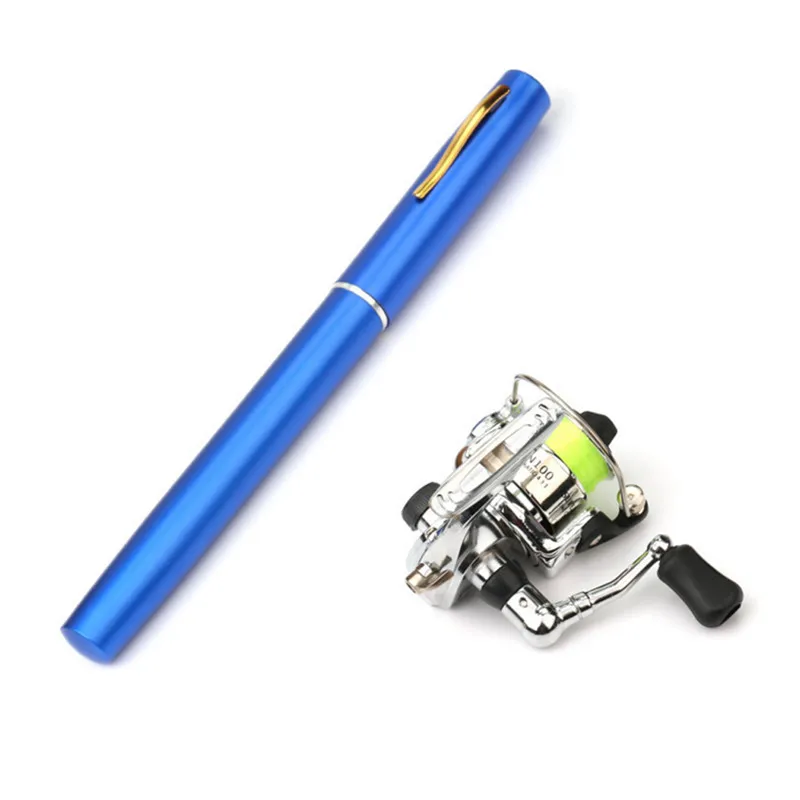 Mini Pocket Pen Shape Aluminum Alloy Fishing Rod Portable Baitcasting Rods Pole + Fishing Reel Set Combos Pesca