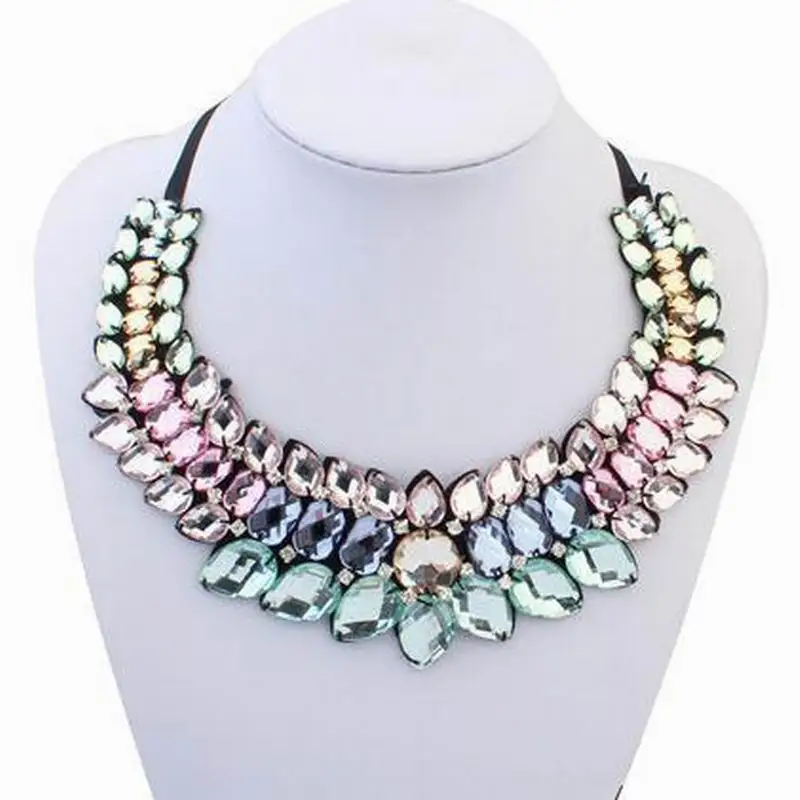 

2016 Fashion Brand Luxury Crystal Necklaces & Pendants Ribbon Choker Statement Necklace Women Jewelry